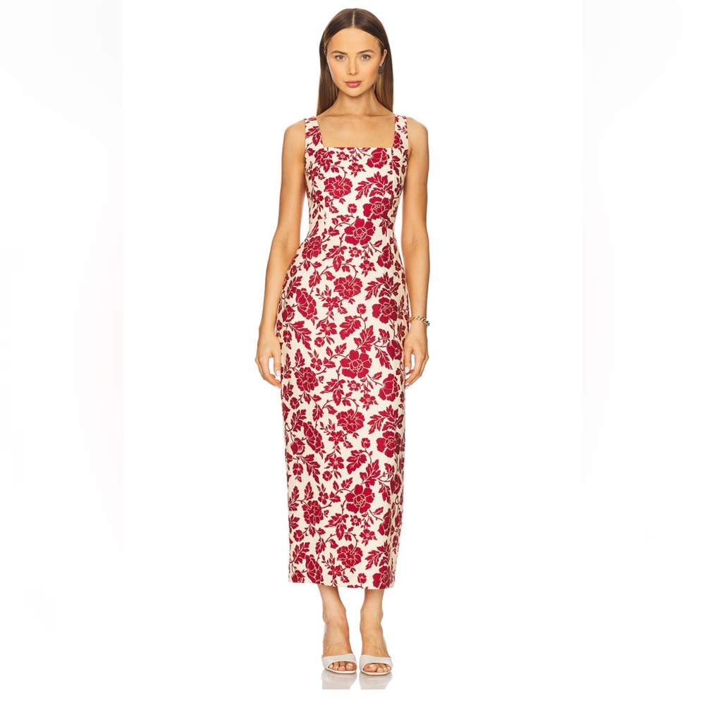 Posse Skyla Column Dress in Deep Oat & Red - Medium